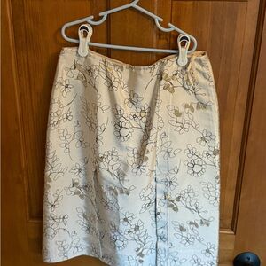 MARNI Ecru Black and Gold Floral Embroidered Skirt size 40